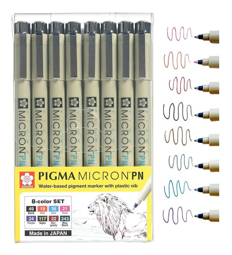 Sakura Pigma Micron Pn - Set 8 Tiralíneas Color - Dibuchile