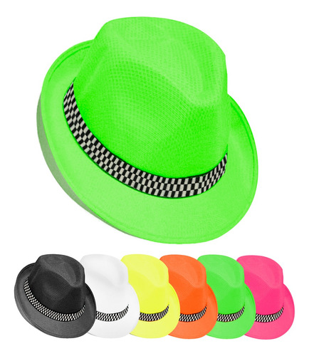 Sombrero Tanguero Fluo Mix Color Cotillon Luminoso X25