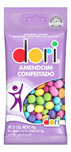 Kit 30 Amendoim Doce Dori Colorido Caixa X 70g = 2,100g