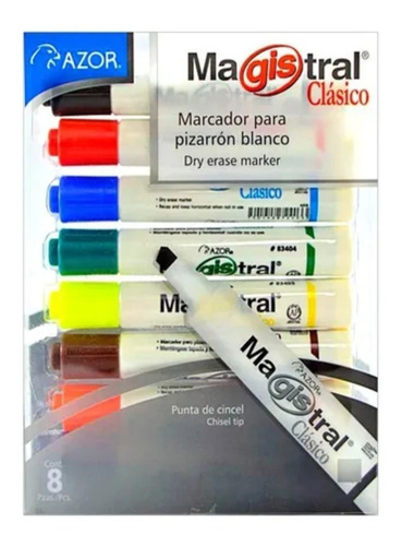Set Marcadores Para Pizarron Blanco Magistral Azor 8 Colores