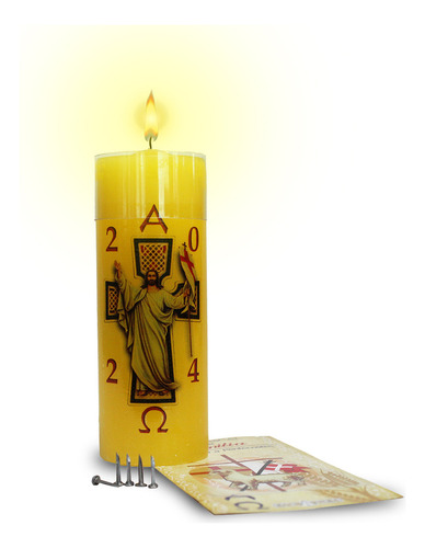 Vela Mini Círio Da Família - 12 Unid. Cor Amarelo Fragrância Nenhuma Jesus Ressuscitado