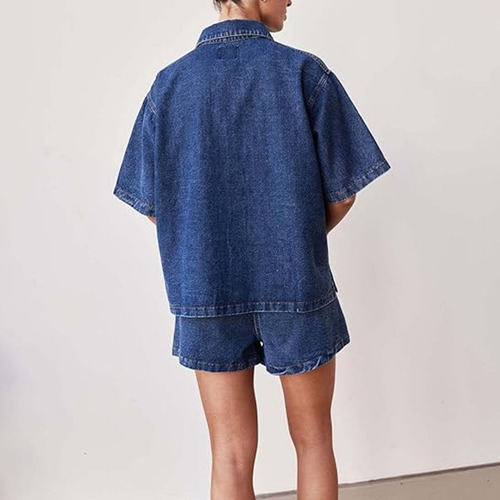 Conjunto Jeans Feminino De Verão Com 2 Peças