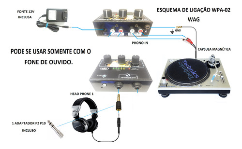 Pre Amplificador Phono Toca Discos Fone De Ouvido (Usado)