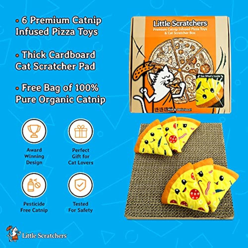 Little Scratchers Pizza Cat Toys - Juguetes De Hierba Gatera