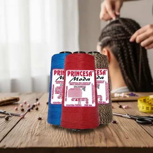 Kit 2 Linha Princesa Moda Preta Incomfio P/ Trança De Cabelo