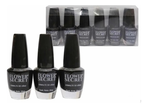 Set De 12 Pinturas Color Negro Brillante Flower Secret