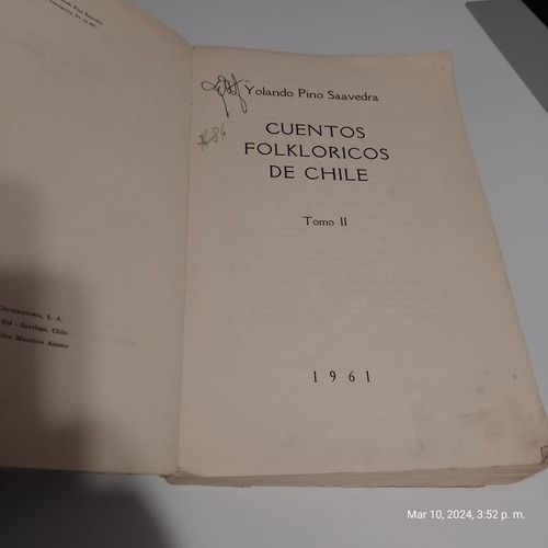 Cuentos Folclóricos De Chile Ii Yolanda Pino Saavedra 1961