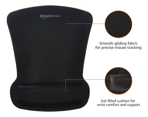 Mouse Pad Amazon Basics Gel Wrist Support Rest Black, Pacote