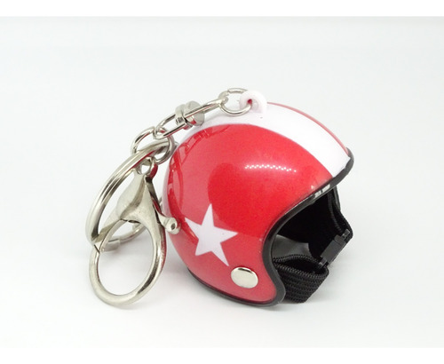 Llavero Casco Miniatura Moto Tipo Jet Cafe Racer Rojo