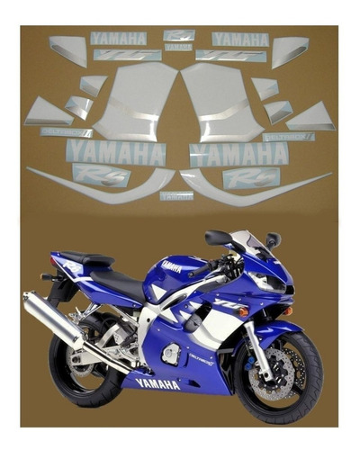 Kit Adesivos Moto Yamaha R6 1999 Azul Ca-00718