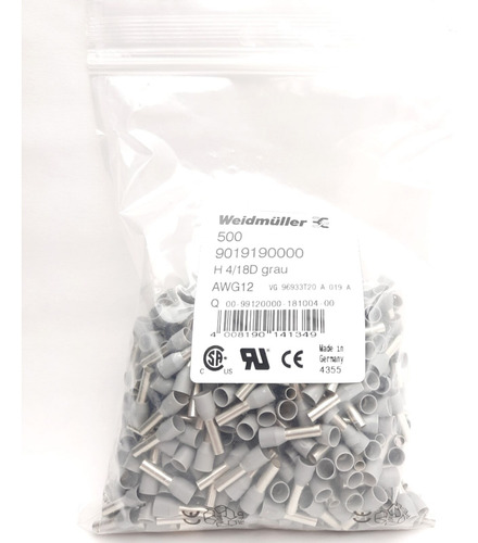 Lot Of 500 Weidmuller 9019190000 H4 0/18d Gr Wire-en Ccs