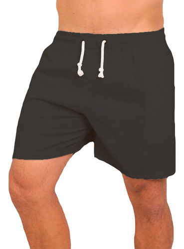 Bermuda Short Masculina Lisa Linho Crú Lavíbora Slim Casual