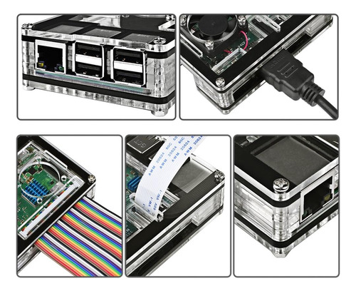 Funda Miuzei Raspberry Pi 3 B+ Con Ventilador Y Refrigera...