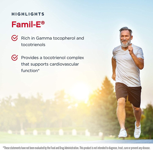 Imagen 2 de 3 de Jarrow Formulas Famil-e, Promueve La Salud Cardíaca Y Cardiovascular, Contiene Los 8 Miembros De La Familia De La Vitamina E, Rico En Gamma Tocoferol Y Tocotrienoles Contiene 60 Softgels.