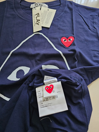Playera Comme Des Garcons Azul Play Corazón Bordado (Usado)
