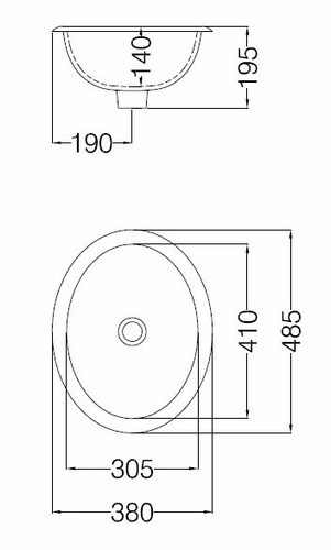Imagen 2 de 3 de Pileta Bacha De Sobremesada Oval 48,5x38 Cerámicas Castro.