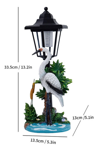 Escultura De Resina De Figuras De Grúa Con Linterna Solar
