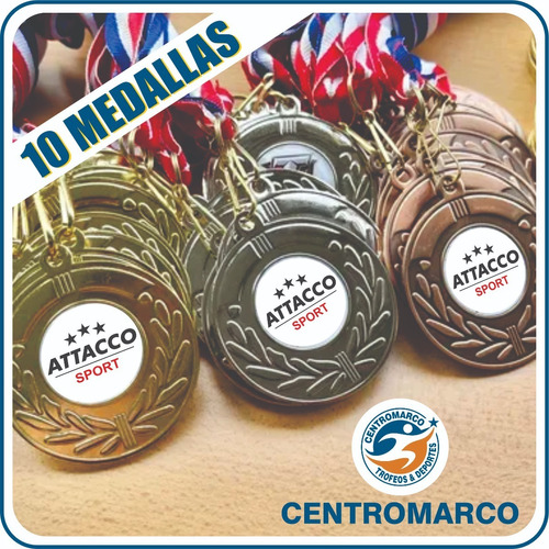 10 Medallas 5 Cms. Con Logo, Cinta Y Grabado Personalizado