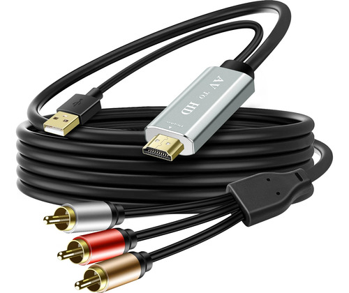 Pasow Convertidor Rca A Hdmi Macho - Cable Adaptador Av A H.