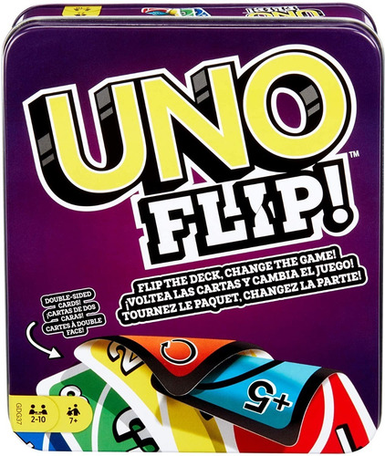 Juego De Mesa Uno Flip De Cartas Mattel Caja Metálica Envió