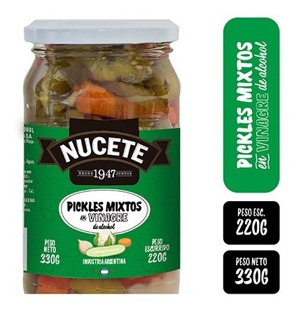 Imagen 2 de 3 de Combo Pickles En Vinagre Frasco Nucete 330 Gr X 3