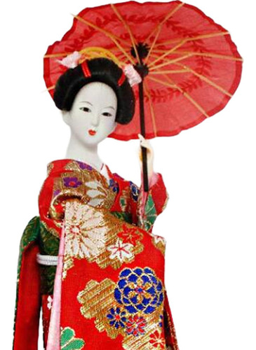 12 Japonesa Gueixa Senhora Estatueta Kimono Vermelho