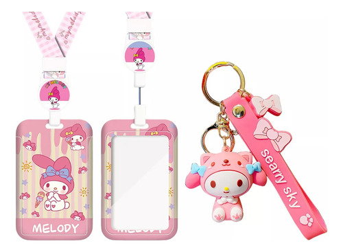 2 Soportes Para Tarjetas Sanrio Con Cordón Y Llavero Colgant