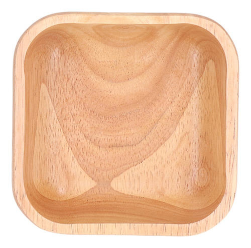 Ensaladera De Madera De Caucho Hecha A Mano Con Estilo Cuadr