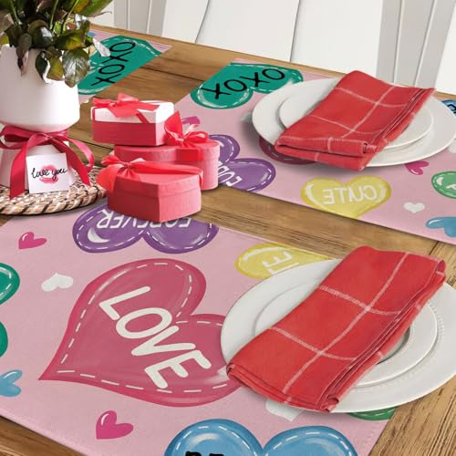 Juego De 4 Individuales De San Valentín Con Corazones De Am