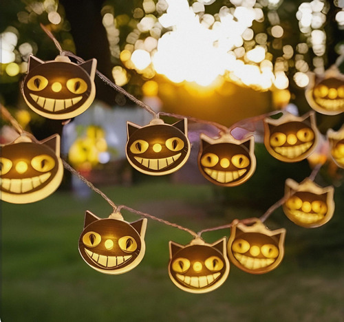 Varal De Led Halloween - Gato Luzes Amarelo 110v/220v