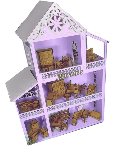 Casinha De Boneca Polly- Mdf +27 Móveis -cores- Frete Grátis