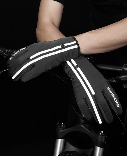Guantes Largos Rockbros Invierno Ciclismo Con Reflectivos Negro Xl