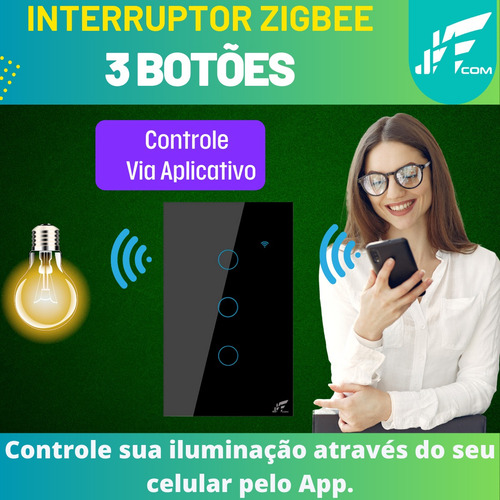 Interruptor Inteligente 3 Botões Zigbee 4x2 Touch Alexa