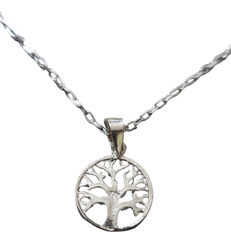 Collar Cadena Arbol De La Vida Redondo Mujer Plata 925 + Caj