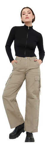 Pantalón Mujer Doble Cargo Verde Corona