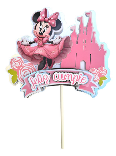 Cake Topper, Letrero Pastel Mickey Minnie Mouse Rosa Minnie Mouse Princesa