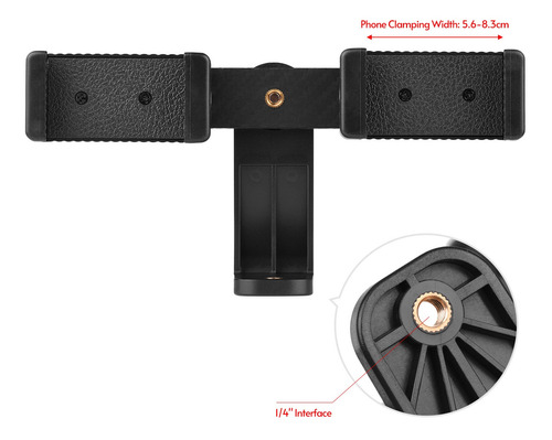 Imagen 5 de 9 de Soporte De Teléfono Doble Para Trípode, Adaptador Horizontal