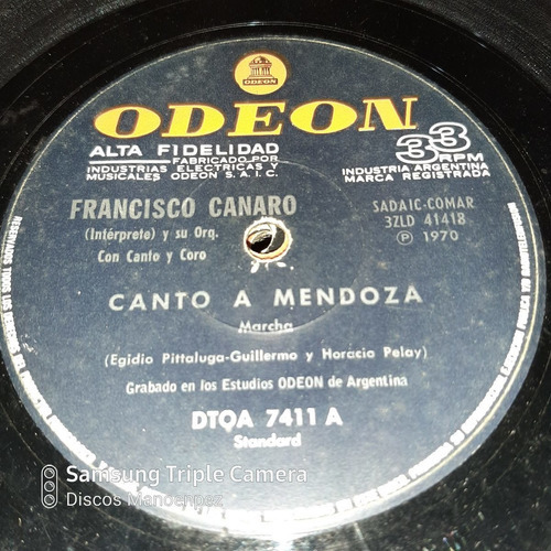 Simple Francisco Canaro Canto A Mendoza Odeon C15