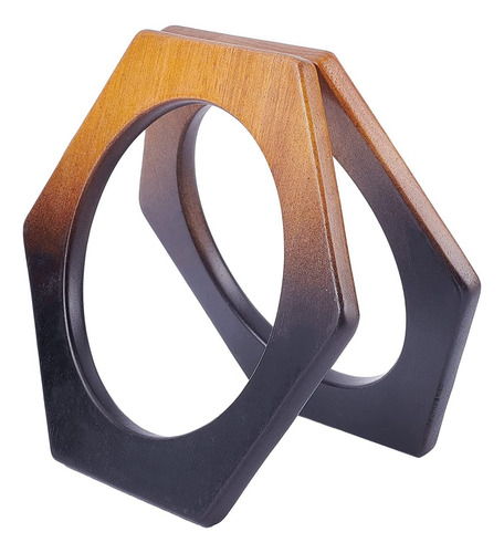 2 Asas De Bolso De Madera Con Forma De Hexágono, Asas De Bol