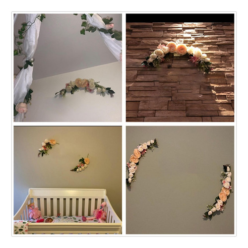 Flor Decorativa Swag Garland Boda Flores Para Rosado 40cm