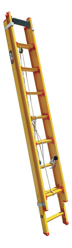 Escalera Fibra Extensible 15 Escalones Aislante Color Naranja