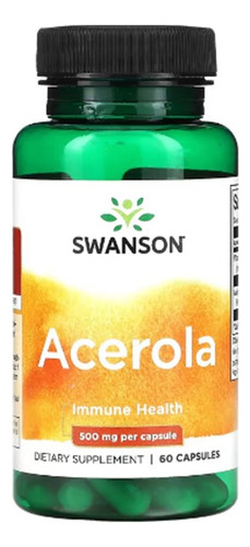 Swanson Acerola 500 Mg Salud Sistema Inmmune 60caps Sabor Sin Sabor