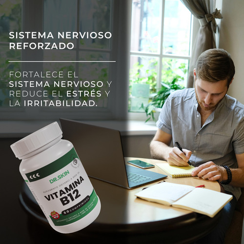Vitamina B12 Dr Skin 60 Unidades Subí Tu Energía, Mejorá Tu Concentración Y Combatí El Cansancio Diario! Cianocobalamina Sistema Nervioso Suplemento Vegano Antifatiga