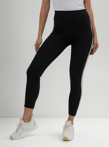 Leggins Deportivos Negros Con Líneas Blancas