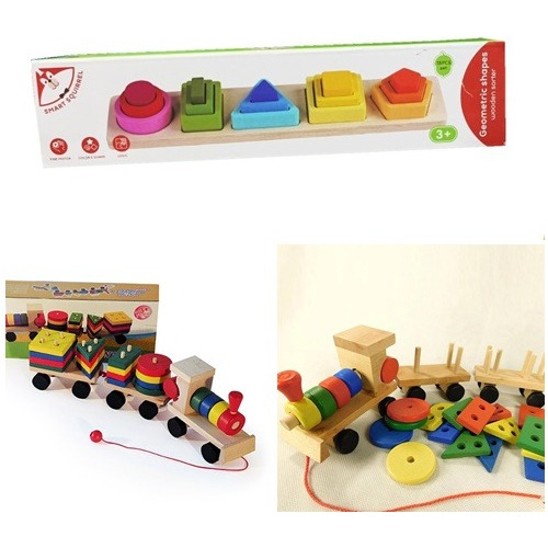 Juego Didactico  Encastre Madera 15 Pz +  Regalo Tren Puzle