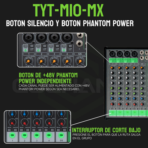 Audio Mixer Gochanmi M10 De 10 Canales Con X2 99 Efectos Dsp