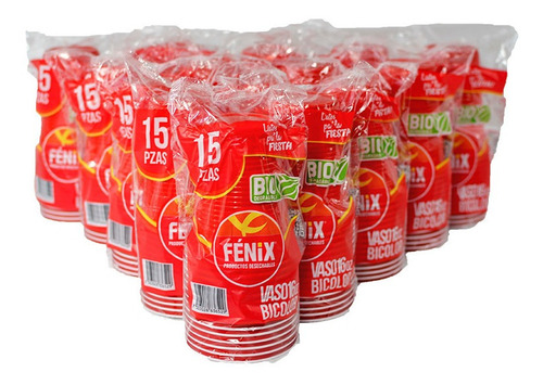 Vaso Rojo Para Fiesta De 16oz Biodegradable 45 Pzas