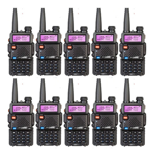 Imagem 1 de 4 de Kit 10 Radio Comunicador Baofeng Dual Band Walk Talk Uv5r