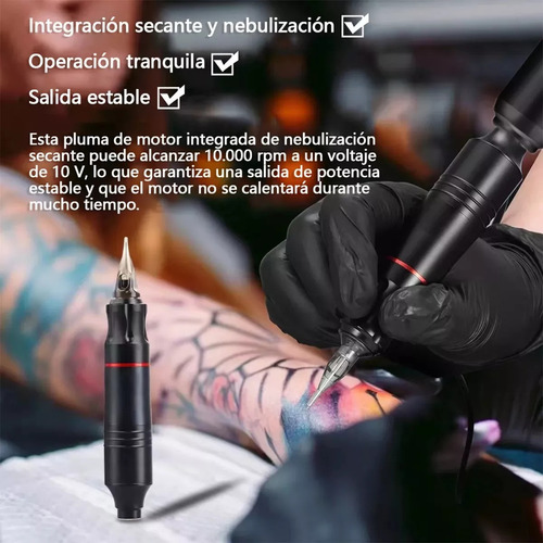 Kit Para Tatuar Profesional Máquina Tatuaje Pen C/12 Tintas