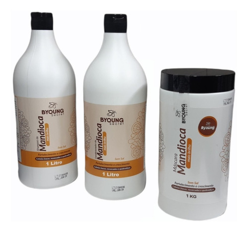 Kit Shampoo+cond.+mascara Profissional De Mandioca 1 Litro